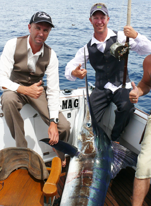 matt watson and darryl honey on alma g in the bay of islands